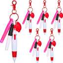 Chinco 30 Pcs Retractable Shuttle Pen Clip with Mini Highlighter Nurse Badge Pen Neon Marker LED Keychain Ring Clip (Pink)