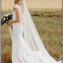 HEREAD Bride Wedding Veil 118" Long Cathedral Length Bridal Tulle Hair Accessories with Comb and Cute Edge (Ivory)