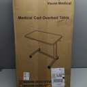 Vaunn Medical Pneumatic Adjustable Overbed Bedside Table With Wheels (Hospital and Home Use)