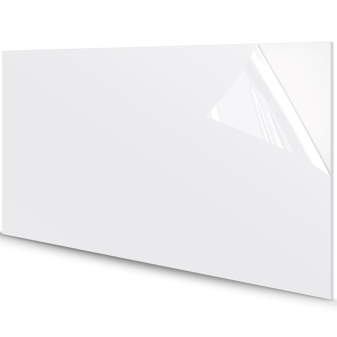 Wonderjune 24" x 48" x 1/8" White Acrylic Sheets Translucent White Cast Acrylic Plastic Sheet Cut to Size for DIY Craft Projects Display Cases Signs Sneeze Guard