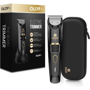 Men's Beard Trimmer - All-in-One Trimmer with Precision Dial - Premium Facial Hair Groomer - Adjustable 20 Length Setting, USB Recharge Dock, Cordless Waterproof Wet/Dry Clipper (Black)