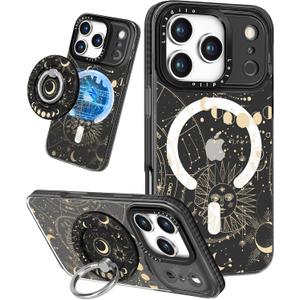 Case for iPhone 17 Pro Case Compatible with Magsafe Ring Holder Stand - for Women Sun Moon Design TPU Phone Cover for Girls Girly Funny Fashion