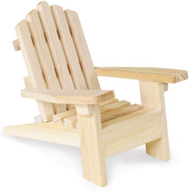Beach Adirondack Chair Miniature Wood for Dollhouses, Displays, Crafting, DIY - 5 Inches