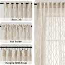 Beige Sheer Curtains 84 Inches Long for Living Room Rod Pocket Back Tab Sand Taupe Tan Semi Sheer Curtain Geometric Embroidered Tuft Pom Textured Drapes Earth Tone Farmhouse Rustic Bedroom Nursery