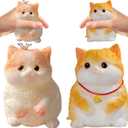 2 x Cat Squishy Squeeze Toys - Kawaii Squishy Fidget Toy, Handmade Cat Fufu Sensory Toys Kit, Cat Lovers Squeeze Toys for Party Favors, Gifts for Adults KidsCrown & Orange cat (Ret)