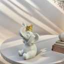 Elephant Statue for Home Decor White and Gold Crown Elephant Decoration Elephant Gifts for Women See No Evil Elephant Statue for Living Room and Office Decor