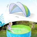Hikiddy Foldable Kiddie Pool with Canopy: 31.5in/ 47in /63in for Baby Toddler Kids Family - Summer Water Play Pool with Shade - Portable for Outdoor Backyard Beach (Blue-Green, 47in)