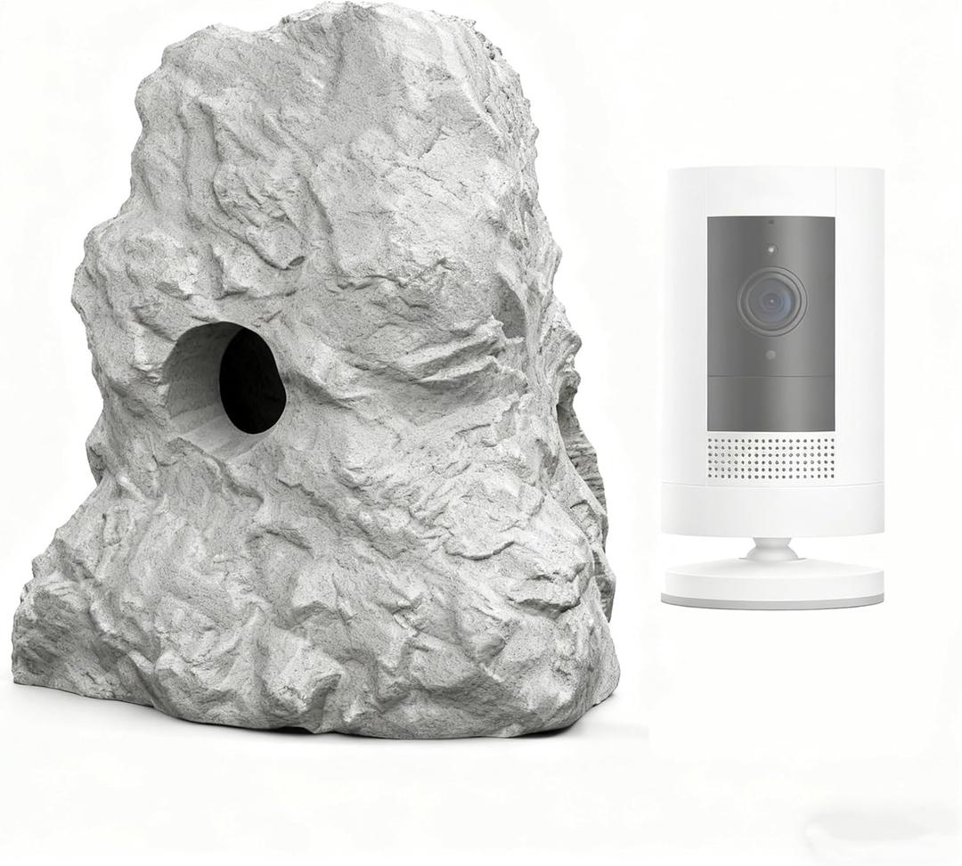 Realistic Rock Camera Disguise Compatible with Ring Camera & Outdoor Security Cameras, Weatherproof Stone Cover for Pole Mount, Decorative Camouflage Case for Garden