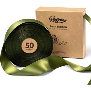 Keypan Green Satin Ribbon 1-1/2 Inch x 50 Yards Double-Faced for Gift Wrapping Crafts Flower Bouquet Invitations Holiday Decorating