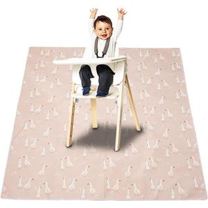 Splat Mat for Under High Chair/Arts/Crafts, Washable Baby Spill Mat Waterproof Non-Slip Floor Splash Mat, Portable Baby Play Mat and Table Cloth (Goose, 43"x 43")