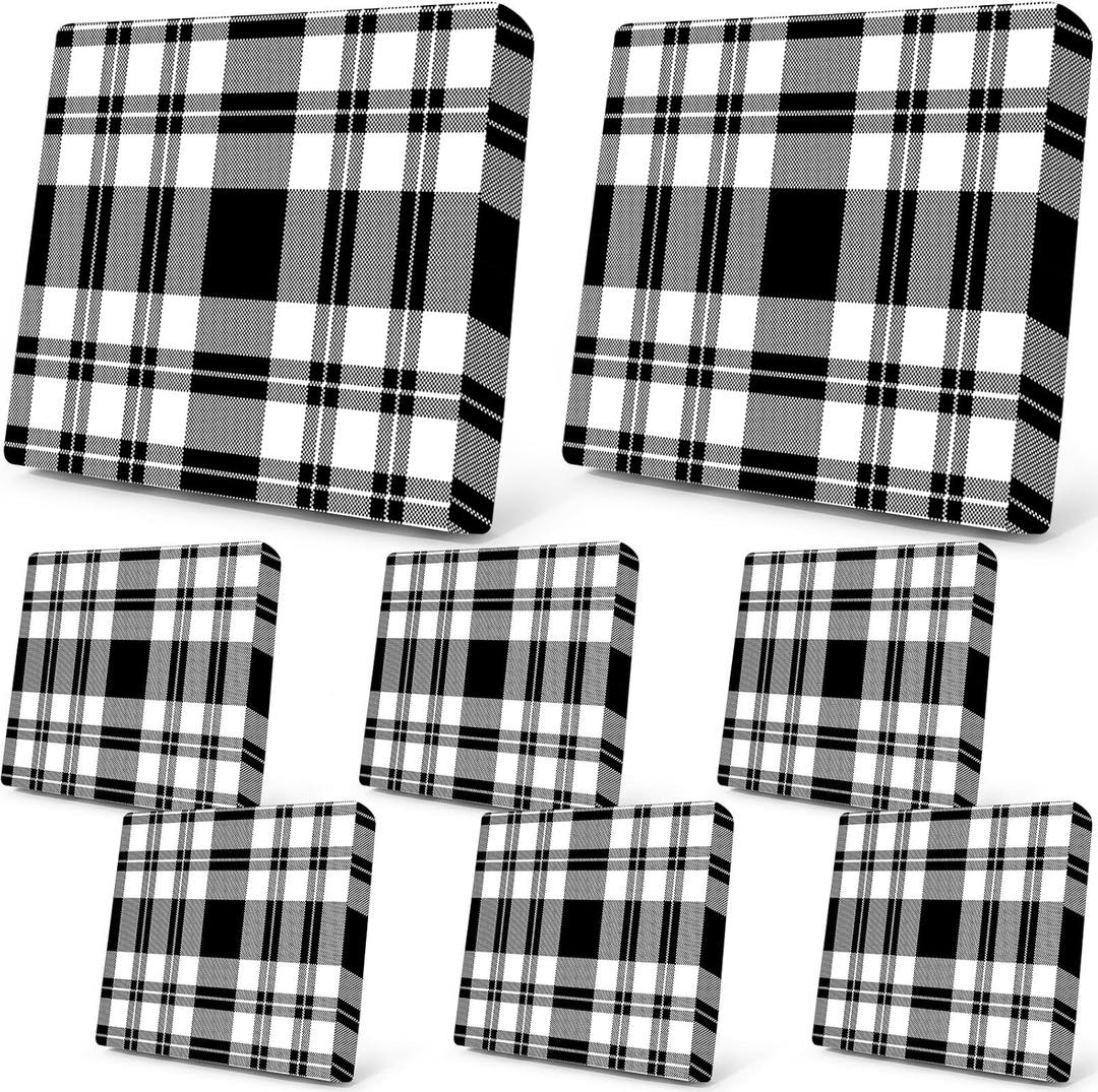 Newwiee 8 Pcs Outdoor Stretch Cushion Cover Plaid Patio Chair Cushion Covers Replacement Furniture Couch Sofa Slipcovers Seat Soft Flexibility Protector Washable (Black White) Newwiee 8 Pcs Outdoor Stretch Cushion Cover Plaid Patio Chair Cushion Covers Replacement Furniture Couch Sofa Slipcovers Seat Soft Flexibility Protector Washable (Black White)