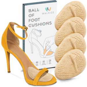Walkize Metatarsal Pads Women | Heel Inserts for Women | Ball of Foot Cushions (2 Pairs Foot Pads) All Day Pain Relief and Comfort One Size Fits Shoe Inserts (Beige)