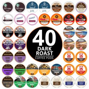 Perfect Samplers Dark Roast Coffee Pod Variety Pack - Pack for Keurig K Cups Coffee Makers, Bold 40 Count