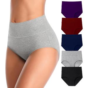MISSWHO Cotton High Waisted Women Underwear Soft Briefs Full Coverage Comfy Ladies Panties, Size 6