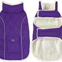 Malier Dog Winter Coat, Windproof Dog Cold Weather Coats with Real Pocket, Winter Extra Warm Pet Coat Fleece Jacket Reflective Clothes for Small Medium Large Dogs and Puppy (Purple, Medium)