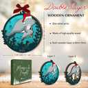 2 x Mom and Baby Manatee Christmas Ornament 2025 - Manatee Gifts for Animal Lovers Women, Men, Mommy Hugging Her Baby, for Mom from Son Daughter, Wooden Animal Ornaments Hanging Decor