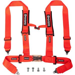 4 Point Harness 3 Inch Shoulder Pads, Latch Lock Release for UTV, RZR, SXS, Go Kart, Sim Racing Rig, Off Road Only (Red)
