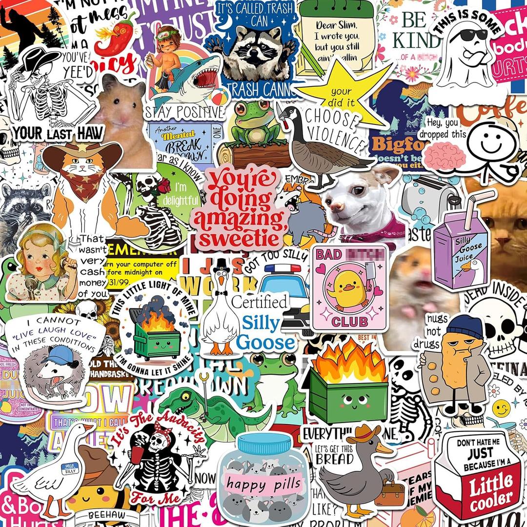 150 Pcs Funny Stickers for Adults Waterproof Water Bottles Stickers Pack for Laptop, Bumper, Phone, Hard Hats, Wall, Window Decals Decors, 150 Styles
