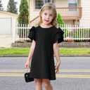 Toddler Dress Summer Baby Girl Dresses Layered Ruffle Sleeve Kids Cute Sundress Beach Birthday Party (4-5T, Black)