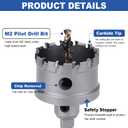1-3/4" (44mm) Tungsten Carbide Tip Hole Saw,Hole Saw with M2 Pilot Drill bits for for Hard Metal Stainless Steel, Metal, Iron, and Plastic,25mm Drilling Depth (1-3/4" (44mm))