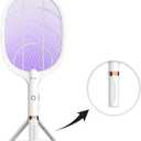 Electric Fly Swatter Racket, Rechargeable Fly Zapper - 4000 Volt, Exclusive 2-in-1 Bug Zapper Racket - USB Charging, 1800mAh Li-Battery, Indoor & Outdoor Use, White