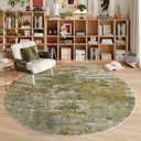 Green Round Area Rugs 4ft Washable Circle Rug for Entryway Kitchen, Non Slip Soft Low Pile Stain Resistant, Boho Circular Carpet for Living Room Bedroom Dorm Dining Room Table, Abstract Sage Green