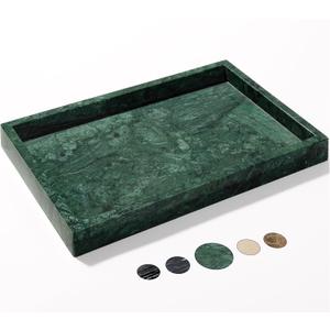 YMXYJM Real Natural Marble Tray for Bathroom, Genuine Marble Stone Vanity Tray, Luxury Storage Trays for Kitchen, Vanity, Home Decor, Dresser, Non-Resin/Non-Ceramic, 12"x 8"x 1.2", Dark Green
