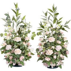 Ling's moment 41" Tall Ground Flowers for Wedding Decor, 2pcs Free Standing Artificial Flowers Arrangements, Aisle Chair Backdrop Decoration for Garden Arch Entryway Ceremony Reception, Blush & Cream