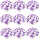 Tigeen 100 Pcs Hydrangea Artificial Flowers Bulk 7.48 Inch Artificial Hydrangeas with Removable Stems Faux Flowers Wedding Decor for Home Garden Party Decoration DIY Project (White,Purple)