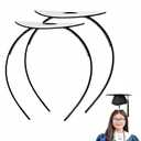 3 x 2 Pack Graduation Cap Headband, Grad Cap Insert with EVA Foam Sticker, Secure Your Graduation Hairstyle, Essential Hat Accessory for Graduates, Students, Girls (round, 1 Count (Pack of 2))