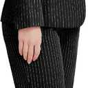 Kelyaa Women's 3 Piece Striped Suit One Button Slim Fit Business Work Professional Blazer Jacket Vest Pants Set (Black, M)