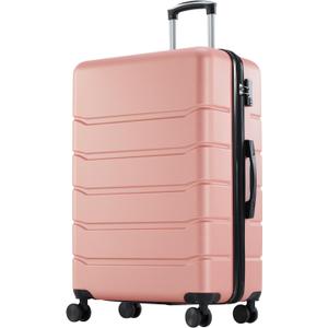Sweetcrispy Carry on Luggage, Hard Shell ABS, Double Spinner Wheels Lightweight Suitcase TSA Lock, Light Pink, 24 Inch