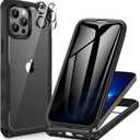 CENHUFO Privacy for iPhone 13 Pro Max Case, Full Body Phone Case with Built-in 9H Tempered Glass Privacy Screen Protector and Camera Lens Protector, Anti Peep Shockproof Bumper Clear Cover - Black