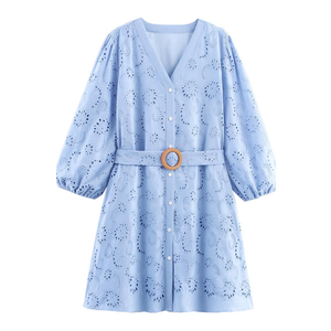 Casual Cotton V Neck Button Down Loose Party Beach Fall Short Dresses, XL