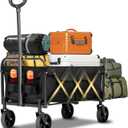 350LBS Heavy Duty Collapsible Wagon with Extended Tailgate - 120L Foldable Utility Cart, All-Terrain Wheels Portable Beach Wagon for Camping, Grocery Shopping, Picnic & Outdoor Travel