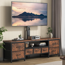 TV Stand with Mount for 45/55/65/75 inch TVs, 51.2" Dresser TV Stand Entertainment Center with 7 Fabric Drawers, Open Storage Shelves, Media Console for Living Room, Rustic Brown