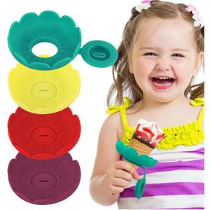 4pcs Silicone Popsicles Holders for Kids Ice Cream Holder for toddler Popsicle Drip Catcher for Kids Summer Days And Party Present