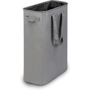efluky Slim Laundry Basket, Narrow Laundry Hamper with Handles, Collapsible Dirty Clothes Hamper, Tall Laundry Bin for Laundry Room, Dorm and Bedroom, 12.7 Gallons(48L) Grey