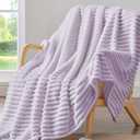 BEDELITE Fleece Throw Blanket for Couch - 300GSM Soft & Warm Fluffy Lavender Fog Blanket, Decorative and Giftable Striped Blankets for Women, Men, 50"x60"