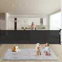 236'' Retractable Baby Gates Extra Wide, 42'' Extra Tall Retractable Dog Gate, 20 FT Black Indoor/Outdoor Retractable Gate with Reinforcement Rods for Garage, Doorways, Stairs, Decks, Driveway, Patio