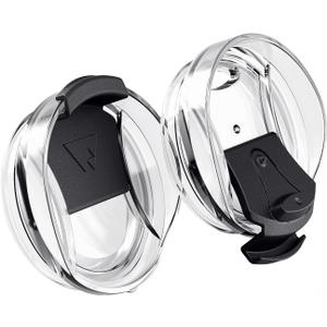 Dscvr 2 Pcs Tumbler Replacement Lid Spill Proof, Shatter Resistant, Perfect Fit Lids Compatible with YETI Rambler, Ozark Trails,Fits Inside Diameter of 3.75 inch Tumbler (30 oz., Black)