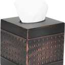 MOCHTERO Decorative Tissue Box Cover,Hand Hammered Design, Square Metal Tissue Holder,for Bathrooms, Bedroom, Dinner Table, Office.Antique Bronze Color