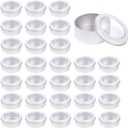 Metal Tin Cans - 2 Ounce Round Empty Containers with Clear Top for Cosmetics Crafts Food Storage Party Favors (30)
