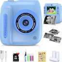 Kids Camera Instant Print, 2.4 Inch Screen Kids Instant Cameras, 1080P Video Recording, Christmas Birthday for Girls Age 3-12, with 3 Rolls Print Paper & 32GB Card, Blue