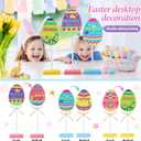 3 PCS Colorful Easter Table Decorations Easter Decorations for Home Religious Decorations Spring Decorations for Home Wooden Easter Eggs for Easter Day Home Farmhouse Kitchen Decorations