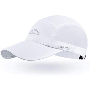 Unisex Baseball Cap UPF 50 Unstructured Hat with Foldable Long Large Bill (White)
