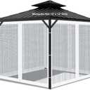 Gazebo Universal Replacement Mosquito Netting, Outdoor Mesh Netting Screen 4-Panel Sidewall with Zipper for Patio, Canopy, Garden and Backyard, Gray(Mosquito Net Only) (White, 10' x 12')
