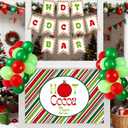 RoundFunny Hot Cocoa Stand Party Decorations, Hot Cocoa Bar Theme Photo Booth Props Banner, Red and Green Balloon for Wintertime Christmas Holiday Baby Shower Birthday Party Supplies