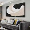 Flairart Abstract Canvas Wall Art Minimalist Wall Art Black White and Beige Home Decor Abstract Artwork Wall Decor Artwork for Bedroom Living Room Decoration Home Kitchen Office 29" X 58"