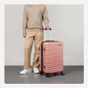 Amazon Basics 26" Hardside Medium Checked Luggage, Expandable Hardshell Suitcase with Telescoping Handle, Scratch-Resistant Surface, Four Multi-directional Wheels, Rose Gold